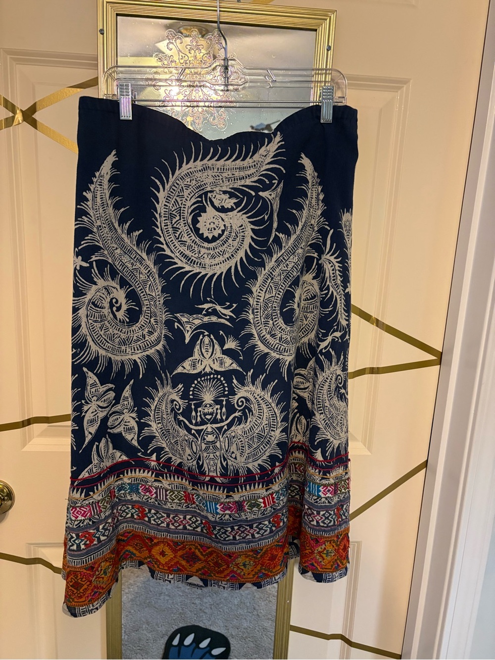 Chico’s Ethnic Boho skirt * Lined Sz 2=Large elastic waist